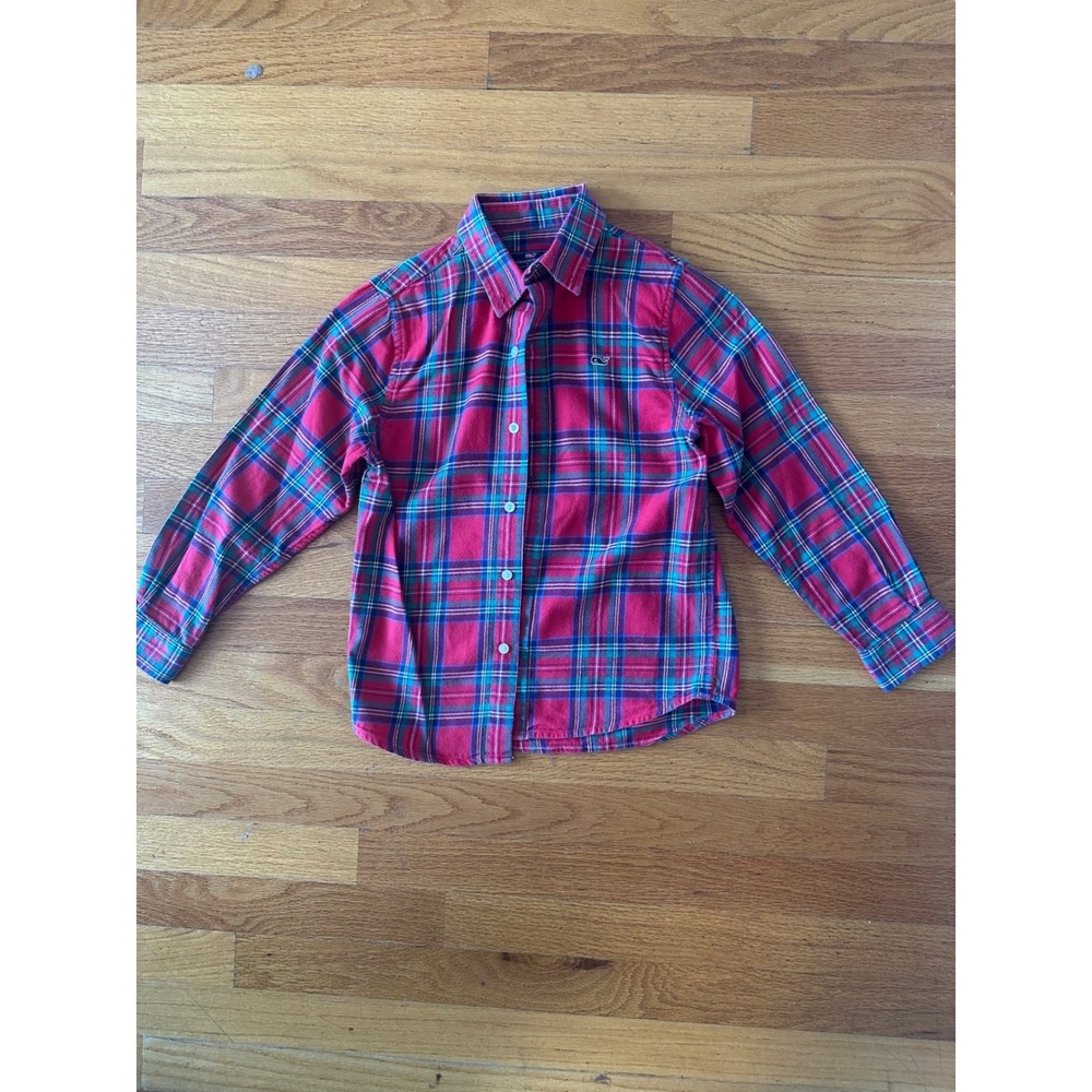 Vineyard Vines kids Whale Shirt Button Down Long Sleeve Cotton 7‎ Red Green Blue